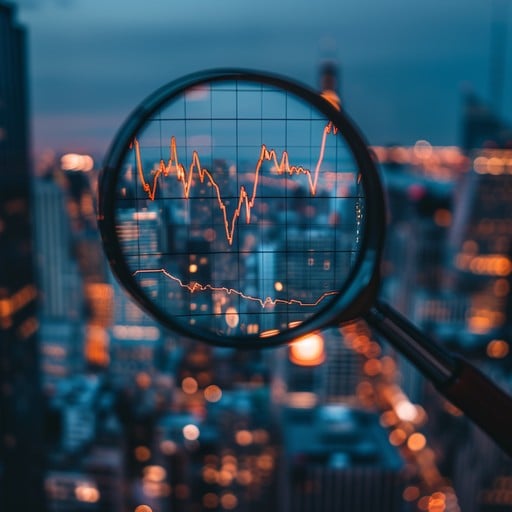 magnified market analysis stockcake